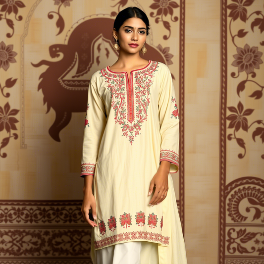 Souvenir™ | Kashmir Faran Kurti 2-Piece Set | Handcrafted Tradition & Elegance