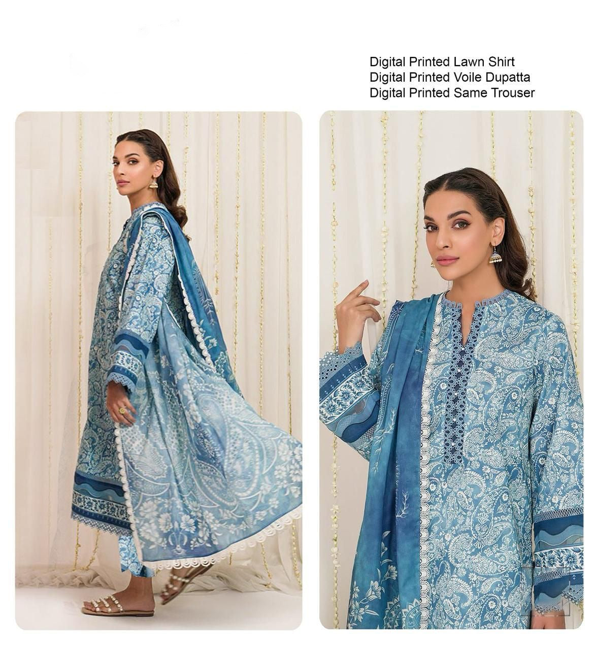 Souvenir™ |  Lawn Digital Print 3pc Set | Shirt, Trouser, & Dupatta