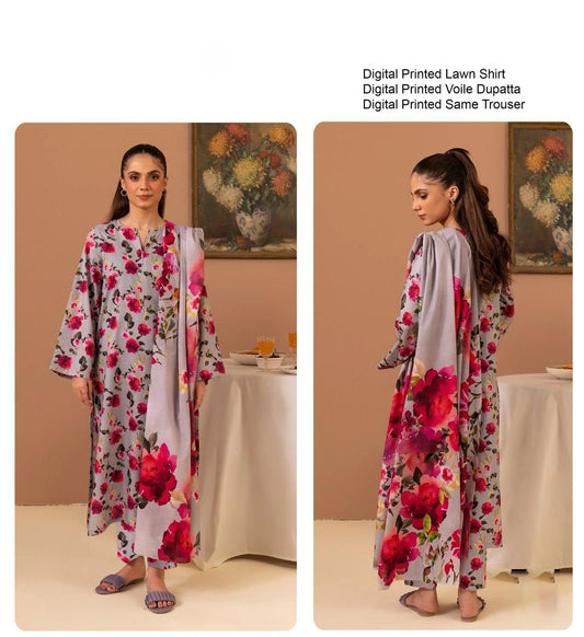 Souvenir™ |  Lawn Digital Print 3pc Set | Shirt, Trouser, & Dupatta