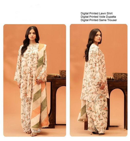 Souvenir™ |  Lawn Digital Print 3pc Set | Shirt, Trouser, & Dupatta