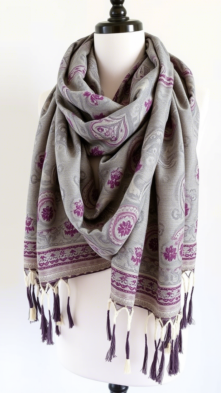 Souvenir™ Handcrafted Paisley Shawls | Traditional Embroidered Scarves with Fringes
